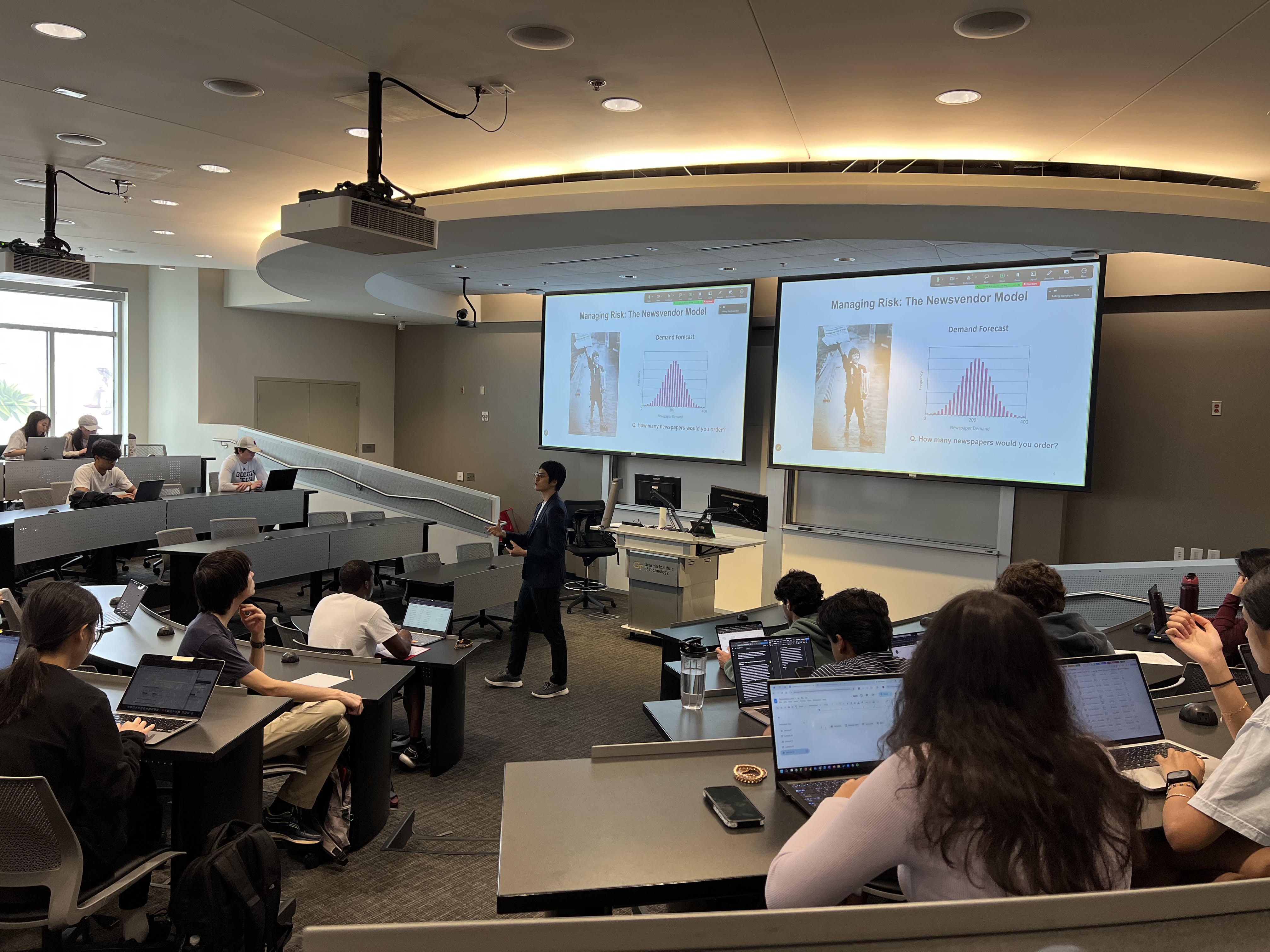 Daniel Choi teaching the Newsvendor model in an Operations Management class